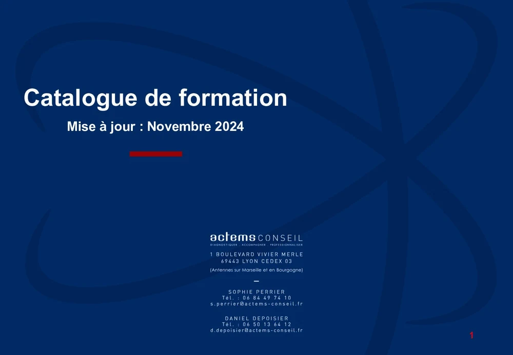 Catalogue de formation Actems Conseil